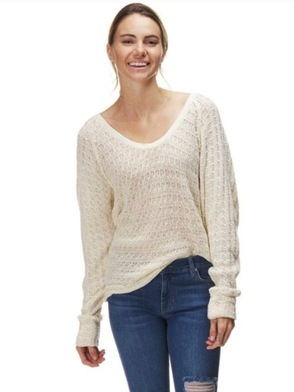 Free People Thien Hacci V Neck Sweater Size Medium - Picture 2 of 5